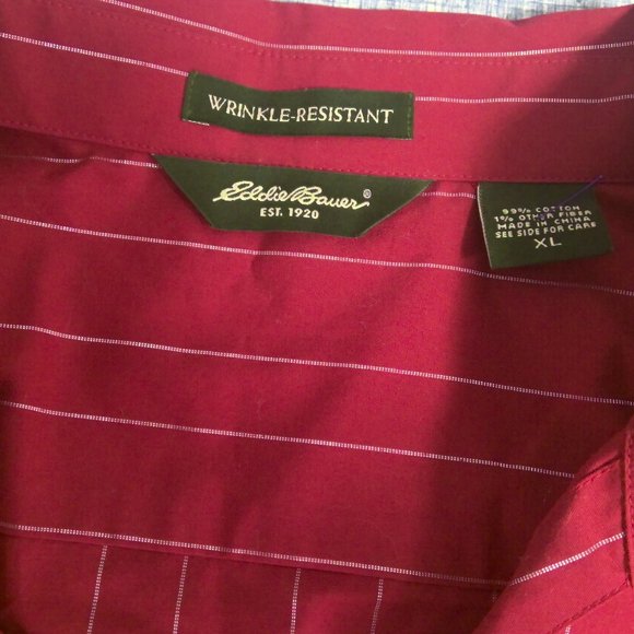 Eddie Bauer Red Striped Shirt Long Sleeve Button Up Women's XL - Picture 4 of 8